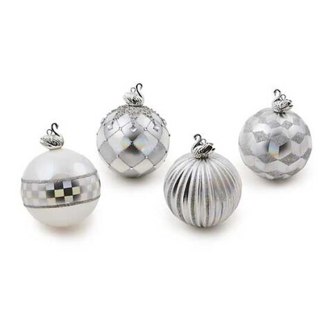 Crystal Palace Swan Glass Ball Ornaments, Set of 4