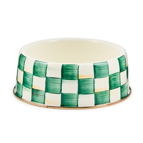 Emerald Check Large Pet Dish