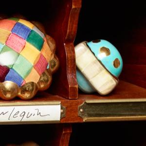 Petit Four Square Knob - Parchment Check