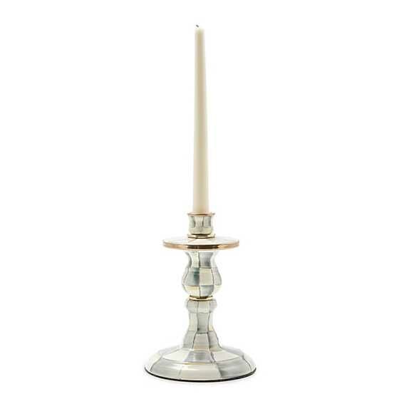Sterling Check Enamel Candlestick - Small