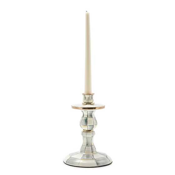 Sterling Check Enamel Candlestick - Small