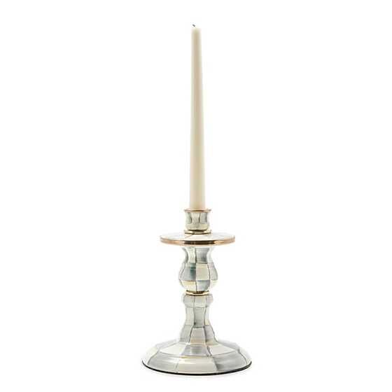 Sterling Check Enamel Candlestick - Small