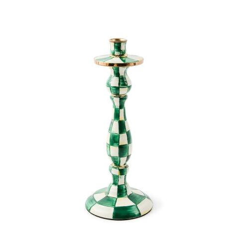 Emerald Check Large Candlestick