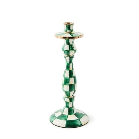 Emerald Check Large Candlestick