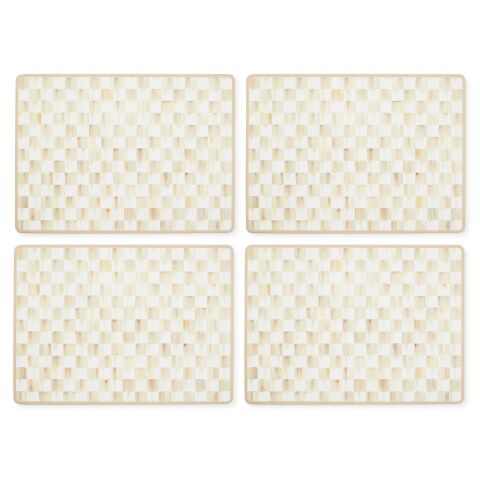 Mocha Check Cork Back Placemats, Set of 4