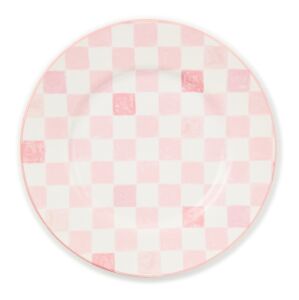 Pink Check Dinner Plate