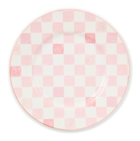 Pink Check Dinner Plate