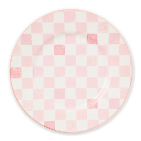 Pink Check Dinner Plate