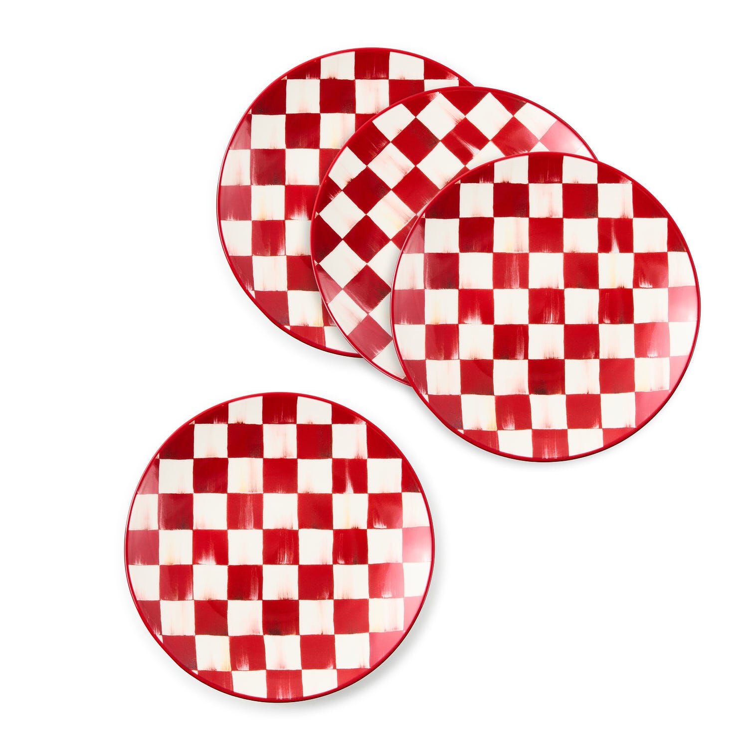 Cherry Check Salad Plates Set of 4
