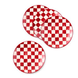 Cherry Check Salad Plates, Set of 4