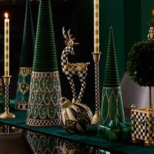 Emerald Luxe Check Deer On Ornament Figurine