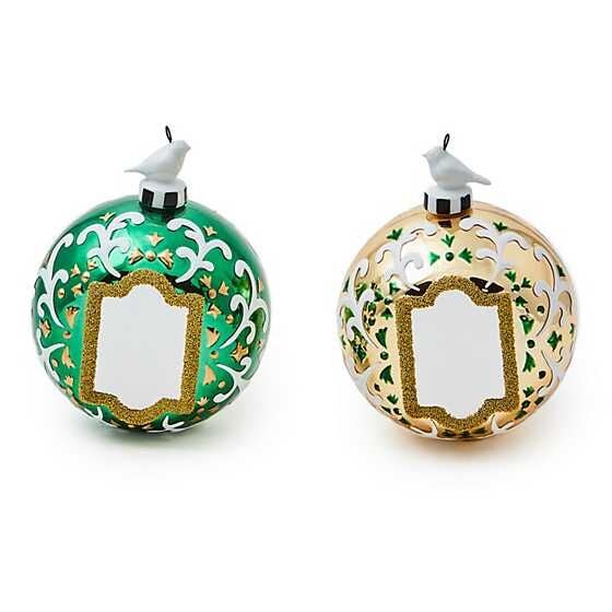 Emerald Luxe Mirror Glass Ball Ornaments Set of 2
