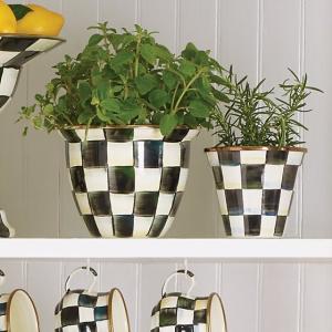 Courtly Check Enamel Flower Pot - Large
