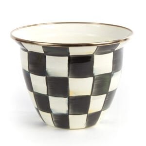 Courtly Check Enamel Flower Pot - Large