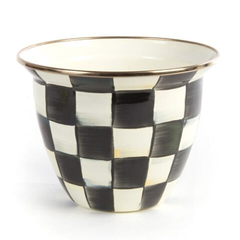 Courtly Check Enamel Flower Pot - Large
