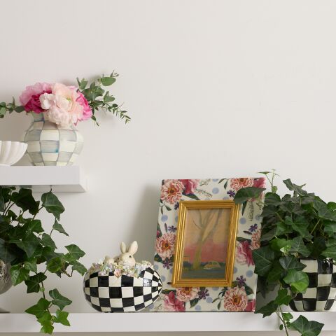 Sterling Check Enamel Large Vase