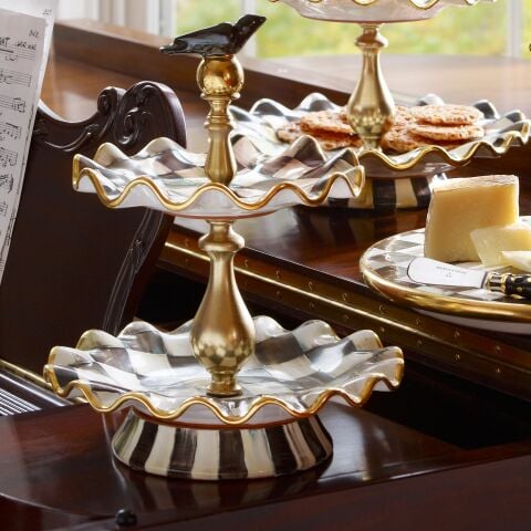 Courtly Check Ceramic Two Tier Sweet Stand