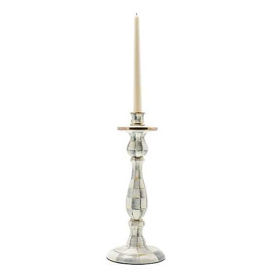 Sterling Check Enamel Candlestick - Large