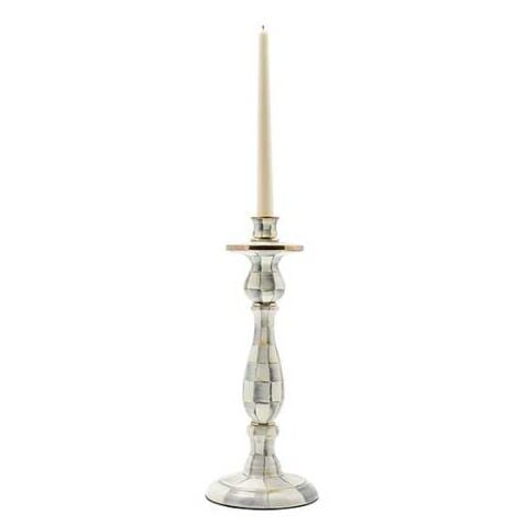 Sterling Check Enamel Candlestick - Large