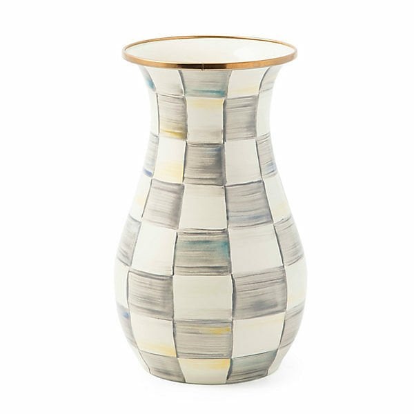 Sterling Check Tall Vase