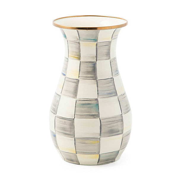 Sterling Check Tall Vase