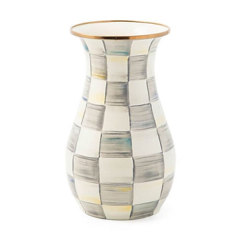 Sterling Check Tall Vase