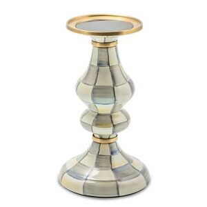 Sterling Check Enamel Pillar Candlestick - Medium