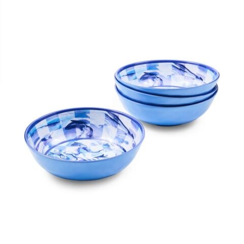 Blue Marble Check Melamine Small Bowls Set of 4