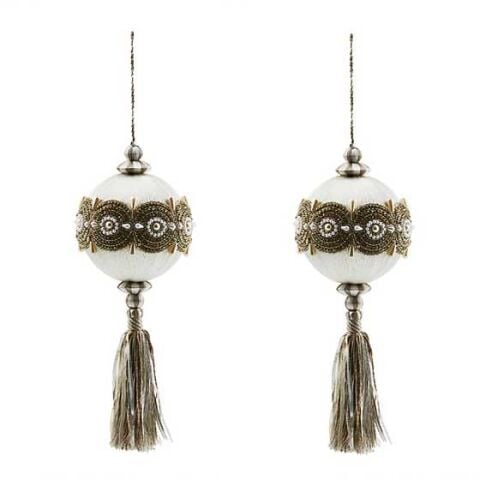 Crystal Palace Pearl 13 cm Ball Tassels, Set of 2