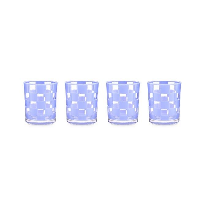 Blue Check Acrylic Tumblers, Set of 4