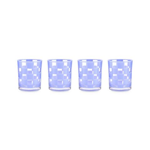 Blue Check Acrylic Tumblers Set of 4