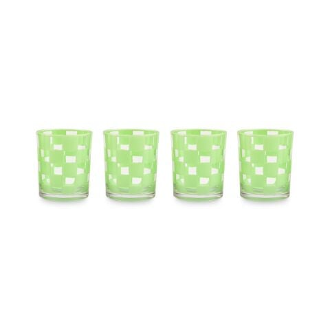 Green Check Acrylic Tumblers, Set of 4
