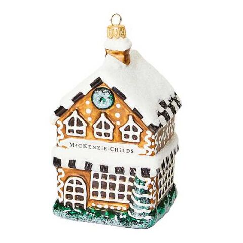 Gingerbread Farmhouse Glass Ornament