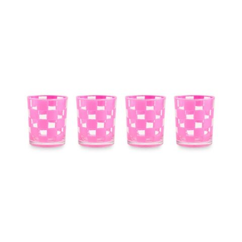 Pink Check Acrylic Tumblers, Set of 4