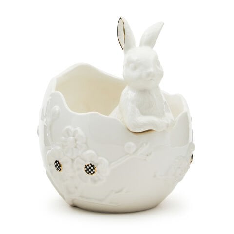 White Rabbit Ceramic Cracked Egg Bunny Bowl