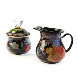 Flower Market Lidded Sugar Bowl - Black