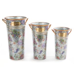 Flower Market Galvanized Flower Buckets - Set of 3
