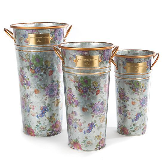 Flower Market Galvanized Flower Buckets - Set of 3