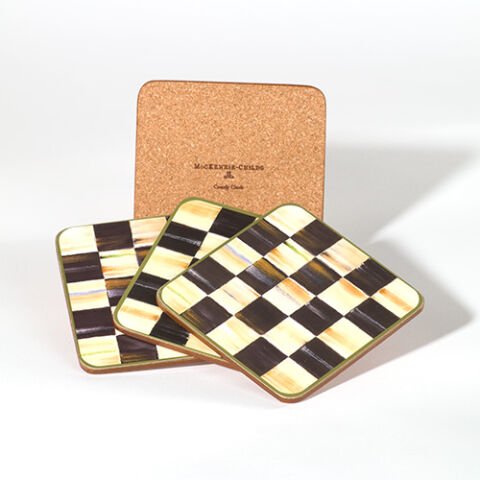 Courtly Check Cork Back Coasters - Set of 4