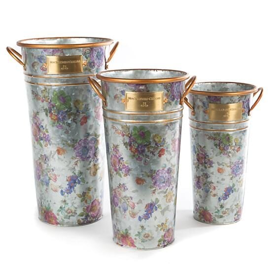 Flower Market Galvanized Flower Buckets - Set of 3