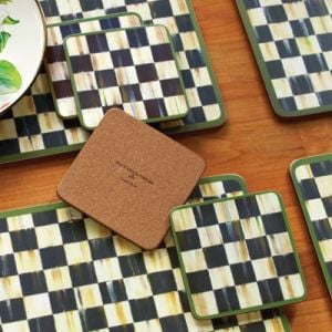 Courtly Check Cork Back Coasters - Set of 4