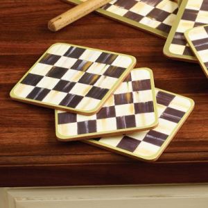 Courtly Check Cork Back Coasters - Set of 4