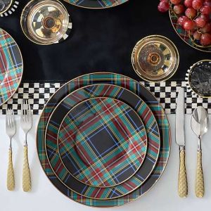 Tartan Black Salad/Dessert Plate