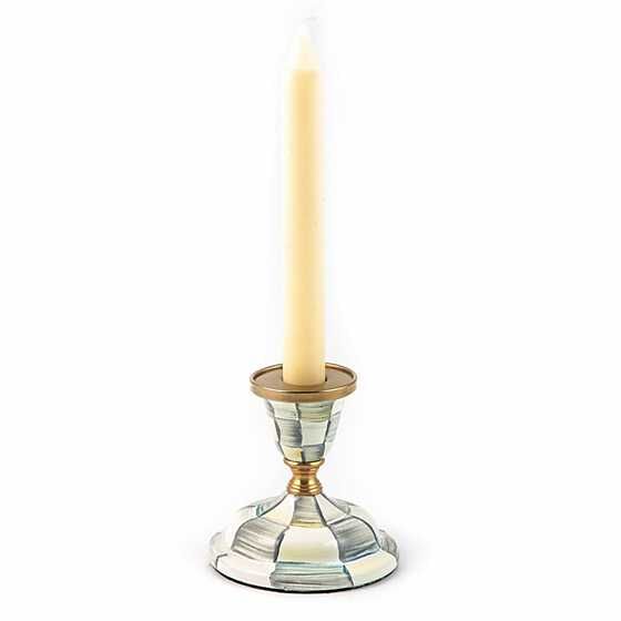 Sterling Check Enamel Candlestick - Short