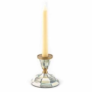 Sterling Check Enamel Candlestick - Short