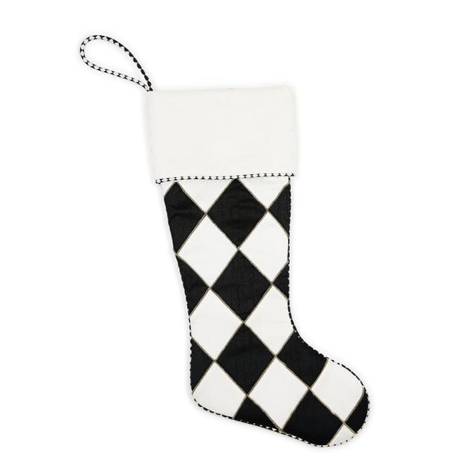 Courtly Noel Cream Harlequin Stocking