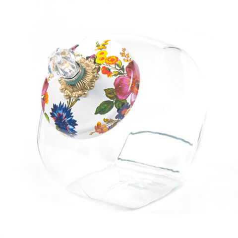 Cookie Jar with White Flower Market Lid