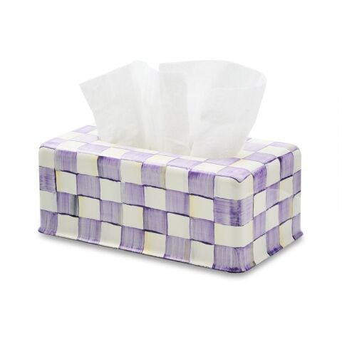 Violet Check Standard Tissue Box Cover
