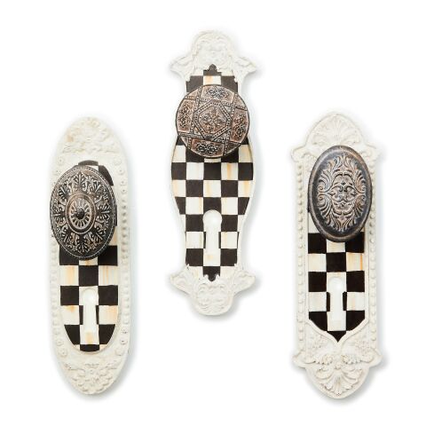 Courtly Door Knob Hooks, Set of 3