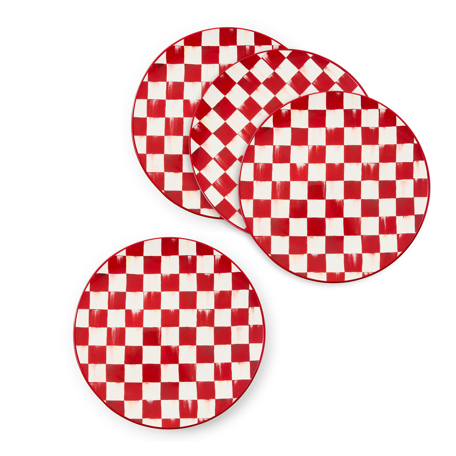 Cherry Check Dinner Plates Set of 4